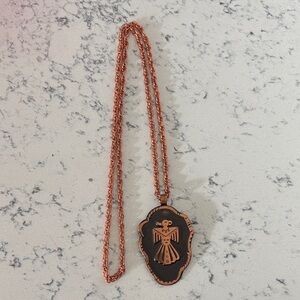 Copper Pendant Necklace with thunderbird Native American Design